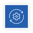 Blue icon with a white gear and circular arrows indicating a process or settings cycle.