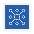 Blue icon with a white hub-and-spoke network diagram.