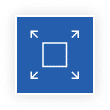 Blue square with a white central square and four arrows pointing outward from its corners.