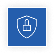 Blue shield icon with a white padlock outline in the center.