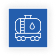 Blue icon with a white tanker railcar and droplet symbol.