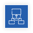 Blue icon showing hierarchical structure with rectangles and connecting lines