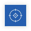 Blue icon with a white target symbol featuring concentric circles and crosshair lines.