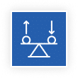 Blue square with a white seesaw icon and arrows indicating upward and downward movement.